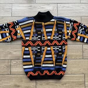 Y2K Croquet Club Funky Geometric Knit Sweater